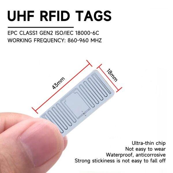 uhf rfid tags 43x18mm epc class1 iso iec 1800-6c 860-960mhz