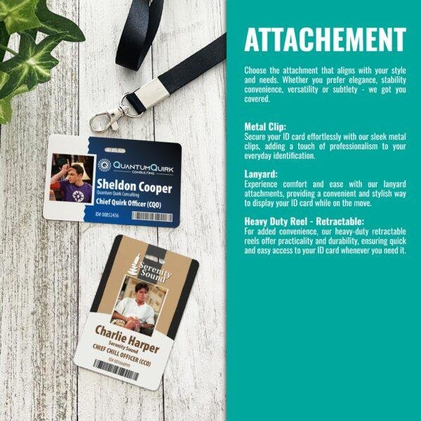 Custom Print Employee NFC ID Badge, Double Sided with Name Photo Logo & Barcode Unique Identification RFID ID Card Keychain